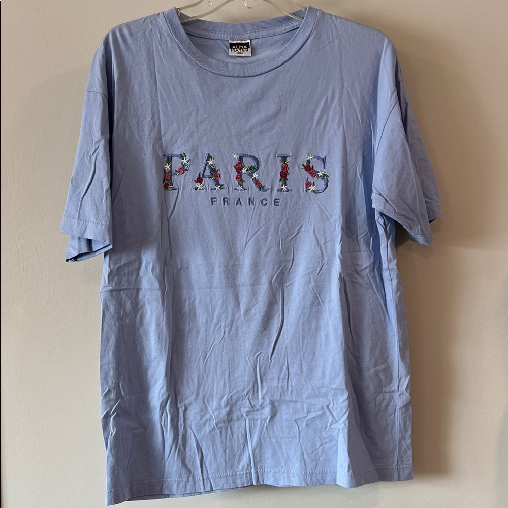 Vintage - embroidered, XL, floral‎ Paris/France tshirt